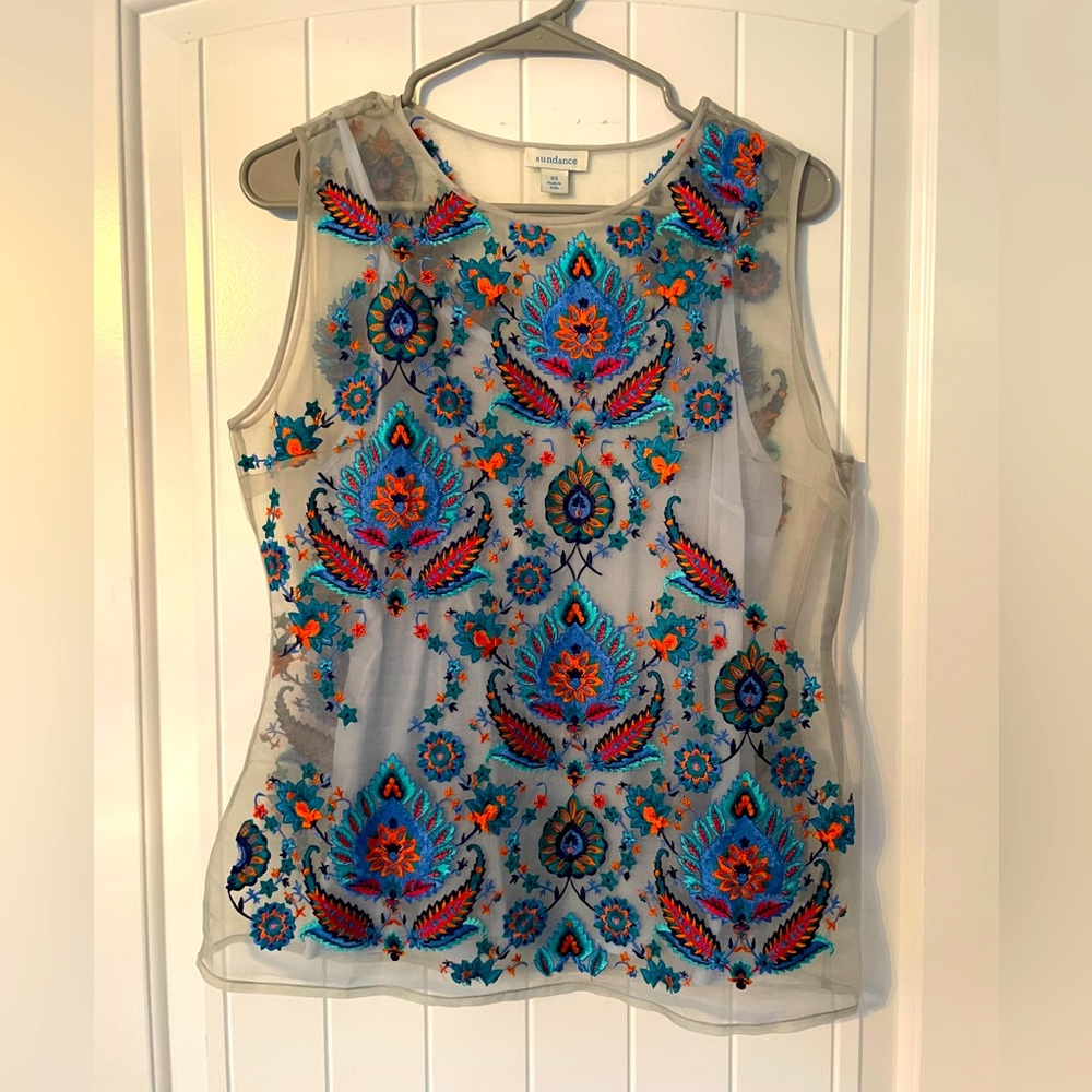 Sundance embroidered elegant tank